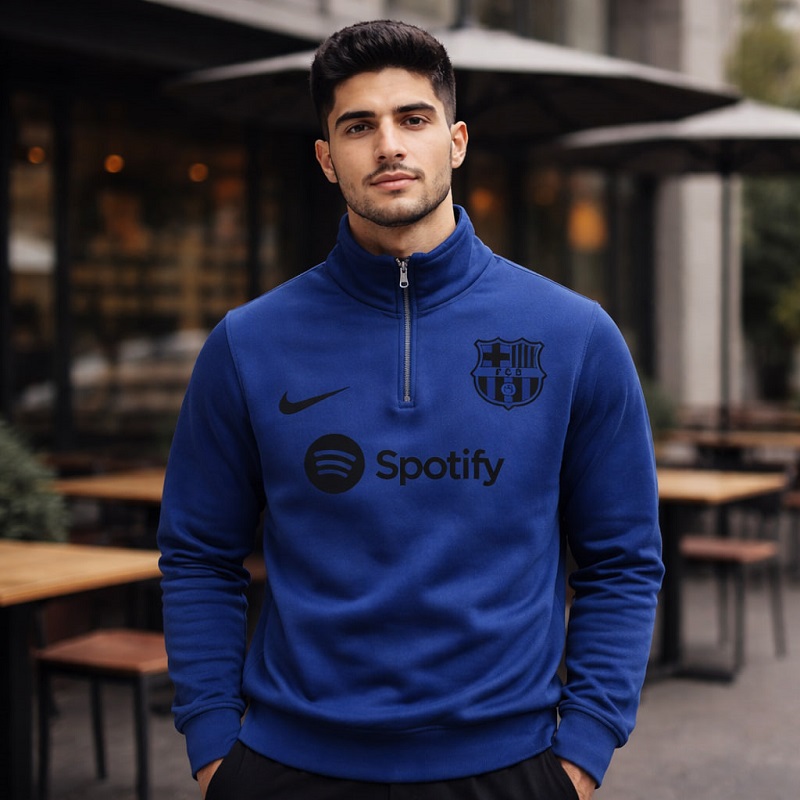 دورس نیم زیپ مدل بارسلونا-آبی